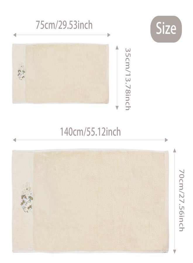 ABREEZE Floral Embroidered Bath Towel Set, Soft Fluffy Absorbent Towel, Suitable for Bathroom, Gym(1 Bath Towel,1 Hand Towel) - Image 4
